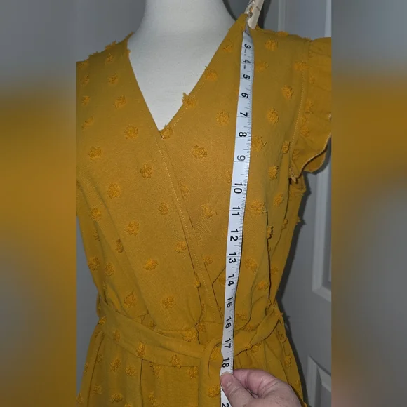 BTFBM Women's 2023 Summer Wrap V Neck Dress Ruffle Sleeve Swiss Dot Boho Sz M - Picture 12 of 16